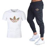 T-shirts + pantalons Deux pièces ensembles survêtement décontracté masculin 2019 T-shirts occasionnels gymnases fitness pantalons pour hommes