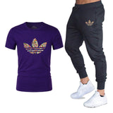T-shirts + pantalons Deux pièces ensembles survêtement décontracté masculin 2019 T-shirts occasionnels gymnases fitness pantalons pour hommes