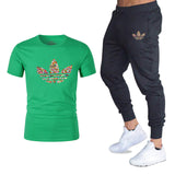 T-shirts + pantalons Deux pièces ensembles survêtement décontracté masculin 2019 T-shirts occasionnels gymnases fitness pantalons pour hommes