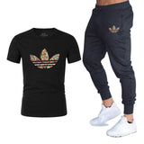 T-shirts + pantalons Deux pièces ensembles survêtement décontracté masculin 2019 T-shirts occasionnels gymnases fitness pantalons pour hommes