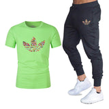 T-shirts + pantalons Deux pièces ensembles survêtement décontracté masculin 2019 T-shirts occasionnels gymnases fitness pantalons pour hommes