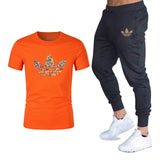 T-shirts + pantalons Deux pièces ensembles survêtement décontracté masculin 2019 T-shirts occasionnels gymnases fitness pantalons pour hommes