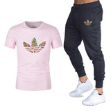 T-shirts + pantalons Deux pièces ensembles survêtement décontracté masculin 2019 T-shirts occasionnels gymnases fitness pantalons pour hommes