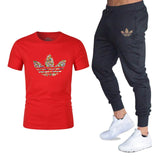 T-shirts + pantalons Deux pièces ensembles survêtement décontracté masculin 2019 T-shirts occasionnels gymnases fitness pantalons pour hommes
