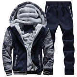 Survêtement Hommes Sportif En Molleton Épais À Capuche Marque-Vêtements Survêtement Survêtement Hommes Veste + Pantalon Fourrure Chaude À L'intérieur D'hiver Sweat