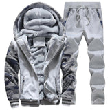 Survêtement Hommes Sportif En Molleton Épais À Capuche Marque-Vêtements Survêtement Survêtement Hommes Veste + Pantalon Fourrure Chaude À L'intérieur D'hiver Sweat