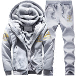 Survêtement Hommes Sportif En Molleton Épais À Capuche Marque-Vêtements Survêtement Survêtement Hommes Veste + Pantalon Fourrure Chaude À L'intérieur D'hiver Sweat