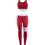 Survêtement Femmes Solide Yoga Set Patchwork Courir Fitness Jogging T-shirt Leggings Costume De Sport Gym Sportswear Workout Vêtements S-L