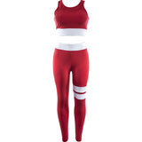 Survêtement Femmes Solide Yoga Set Patchwork Courir Fitness Jogging T-shirt Leggings Costume De Sport Gym Sportswear Workout Vêtements S-L