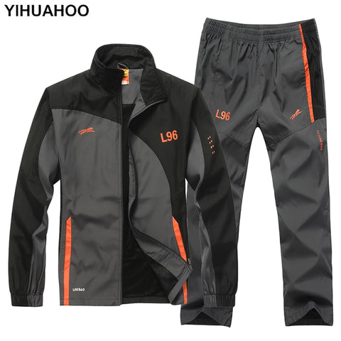 YIHUAHOO Marque Tracksuit Hommes Deux pièces Vêtements Décontractés Veste + Pantalon 2PCS Track Suit Sportswear sweatsuits Homme LB1601