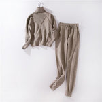 Survêtement Tricoté Automne Hiver Pull À Col Roulé,  Vêtements Femmes 2 Pièces Pantalon En Tricot Sporting
