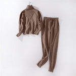 Survêtement Tricoté Automne Hiver Pull À Col Roulé,  Vêtements Femmes 2 Pièces Pantalon En Tricot Sporting