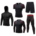 2019 New Men’s Running Sets 5pcs/sets Compression Sport Combinaisons Basketball Collants d’entraînement Vêtements Gym Fitness Jogging Sportswear