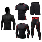 2019 New Men’s Running Sets 5pcs/sets Compression Sport Combinaisons Basketball Collants d’entraînement Vêtements Gym Fitness Jogging Sportswear