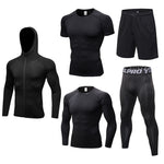 2019 New Men’s Running Sets 5pcs/sets Compression Sport Combinaisons Basketball Collants d’entraînement Vêtements Gym Fitness Jogging Sportswear