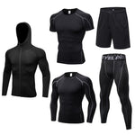 2019 New Men’s Running Sets 5pcs/sets Compression Sport Combinaisons Basketball Collants d’entraînement Vêtements Gym Fitness Jogging Sportswear