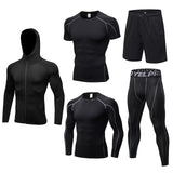 2019 New Men’s Running Sets 5pcs/sets Compression Sport Combinaisons Basketball Collants d’entraînement Vêtements Gym Fitness Jogging Sportswear