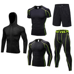 2019 New Men’s Running Sets 5pcs/sets Compression Sport Combinaisons Basketball Collants d’entraînement Vêtements Gym Fitness Jogging Sportswear