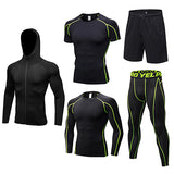 2019 New Men’s Running Sets 5pcs/sets Compression Sport Combinaisons Basketball Collants d’entraînement Vêtements Gym Fitness Jogging Sportswear