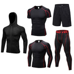 2019 New Men’s Running Sets 5pcs/sets Compression Sport Combinaisons Basketball Collants d’entraînement Vêtements Gym Fitness Jogging Sportswear